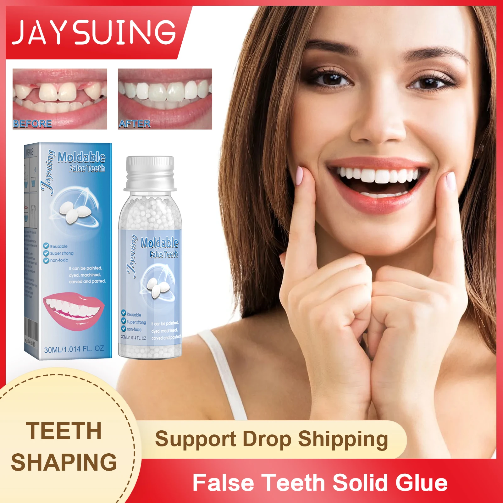 False Teeth Solid Glue Temporary Tooth Repair Miss Teeth Dental Gaps Shapeable Halloween Makeup Resin Denture Adhesive Moldable tooth repair kit temporary falseteeth solid glue teeth and gap adhesive resin teeth dentist denture whitening tooth repair set