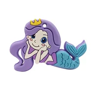 BPA Free Animal Silicone Teethers Mermaid Baby Teething Product Food Grade Tiny Rod Shower Gifts Cartoon New Arrival 1