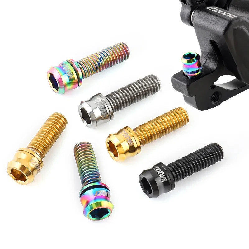 MUQZI 2/4/6pcs 티타늄 디스크 브레이크 볼트 MTB 자전거 브레이크 캘리퍼스 나사 (와셔 포함) M6x17 M6x19 크랭크 암 볼트