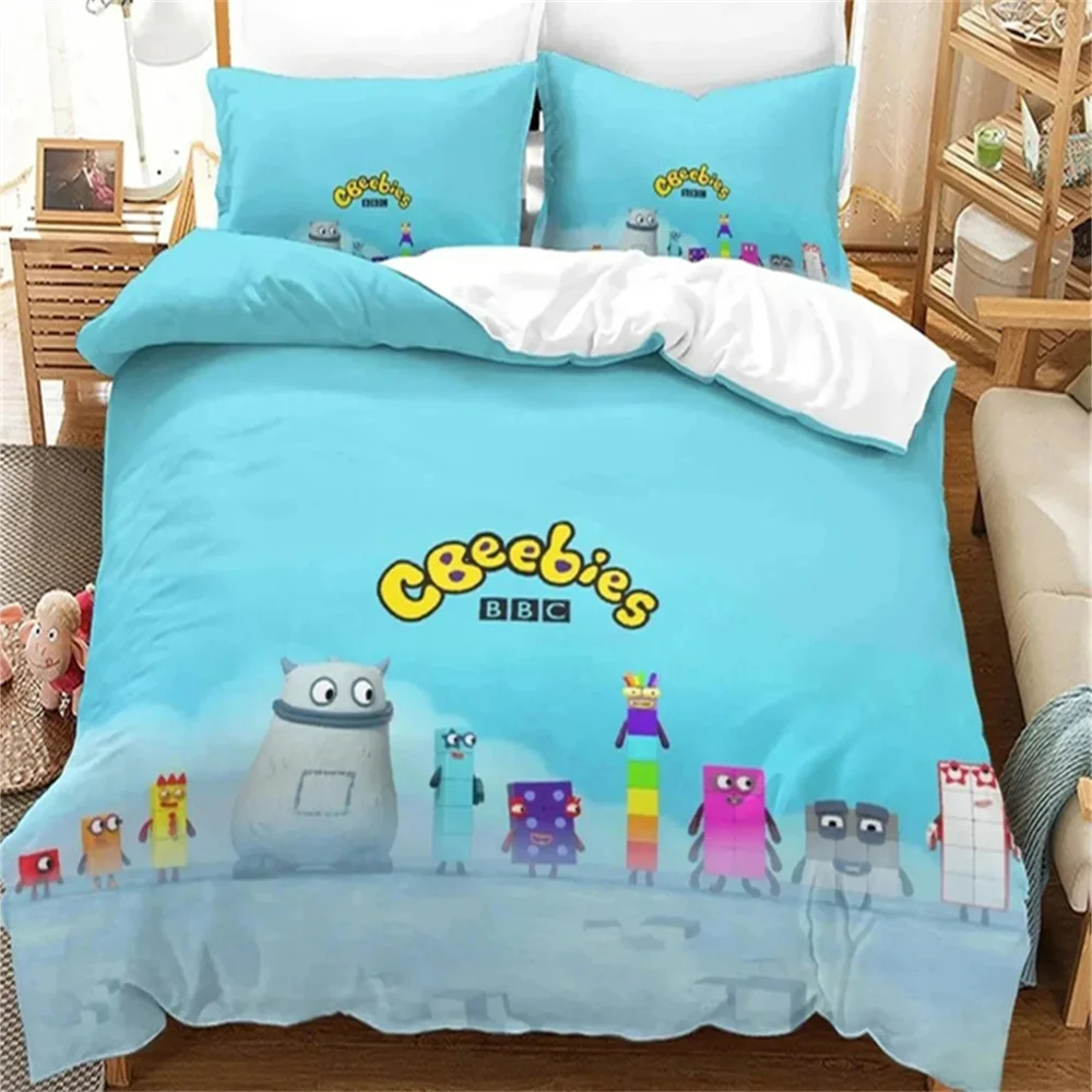 Cartoon Number-Blocks Bedding Set Duvet Cover Bed Set Quilt Cover Pillowcase Comforter King Queen Size Boys Adult 2