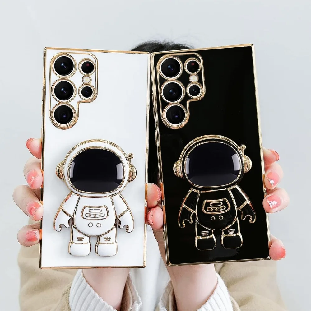 Luxury Astronaut Stand Case - Ultra Slim Fit Soft Shockproof Bumper with Electroplated Finish