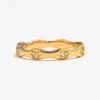 E.B.belle Rhinestone Eight Awn Star Wave Shape Ring  Stainless Steel 18k Gold Plated Exquisite Women Jewelry For Party Dating