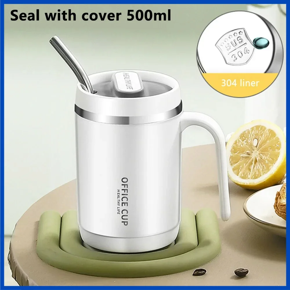Stainless Steel Thermal Mug with Lid and Straw 500...