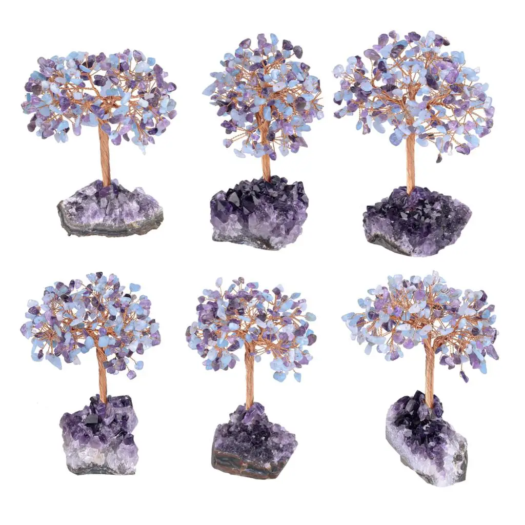 Albero Della Vita In Cristallo Di Ametista - Decorazione Viola Per Casa, Regalo Curativo Feng Shui, Albero Dei Chakra 25-30 Cm, Energia Positiva