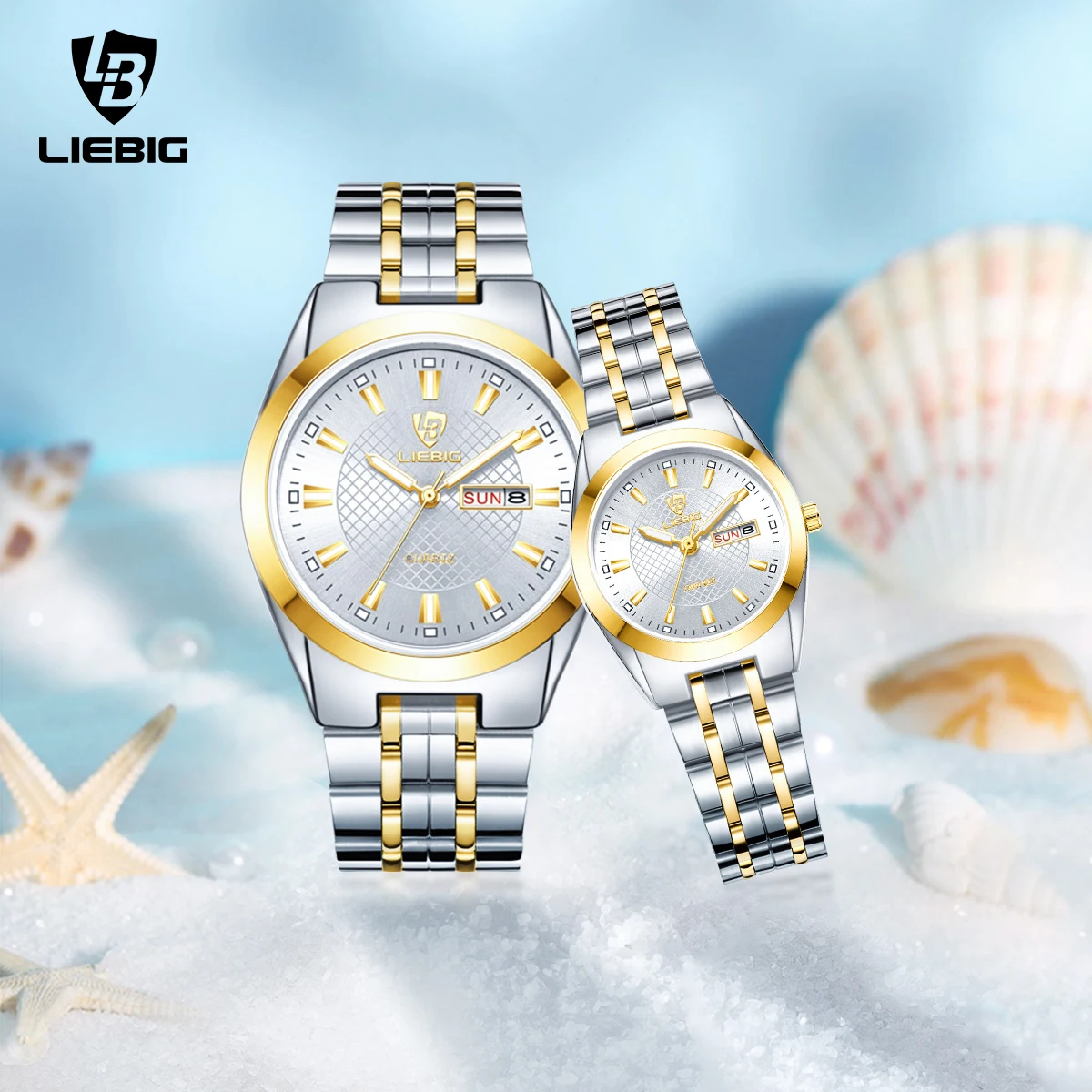 LIEBIG Lovers Watches For Men Women Quartz Date Week Wristwatch 3Bar Waterproof Couple Watch