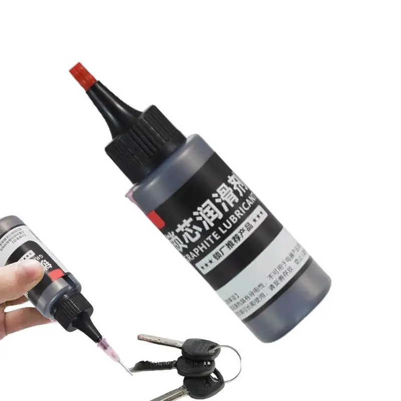 Graphite Lock Lubricant 50ml Natural Solid Graphite Lubricant Portable Multifunctional Lube Powder with Needle Tube for Locks
