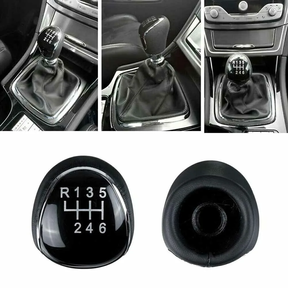 New 6 speed Leather Pitch black Manual Gearshift Lever Gearbox Handle