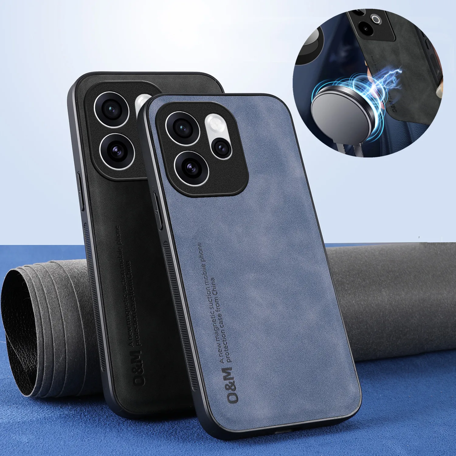 Nubuck Leather Shockproof Magnetic Protective Phone Case