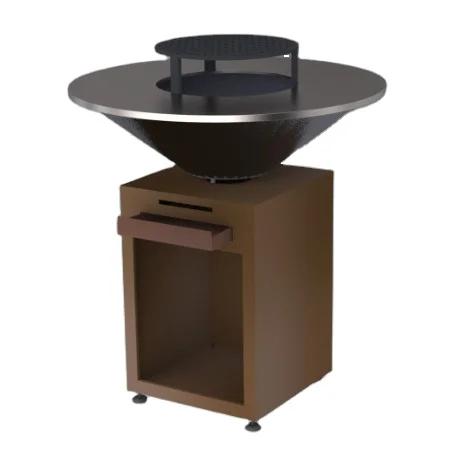 Garden Corten Metal Fire Pit Table Camino Grill Barbecue A Carbone