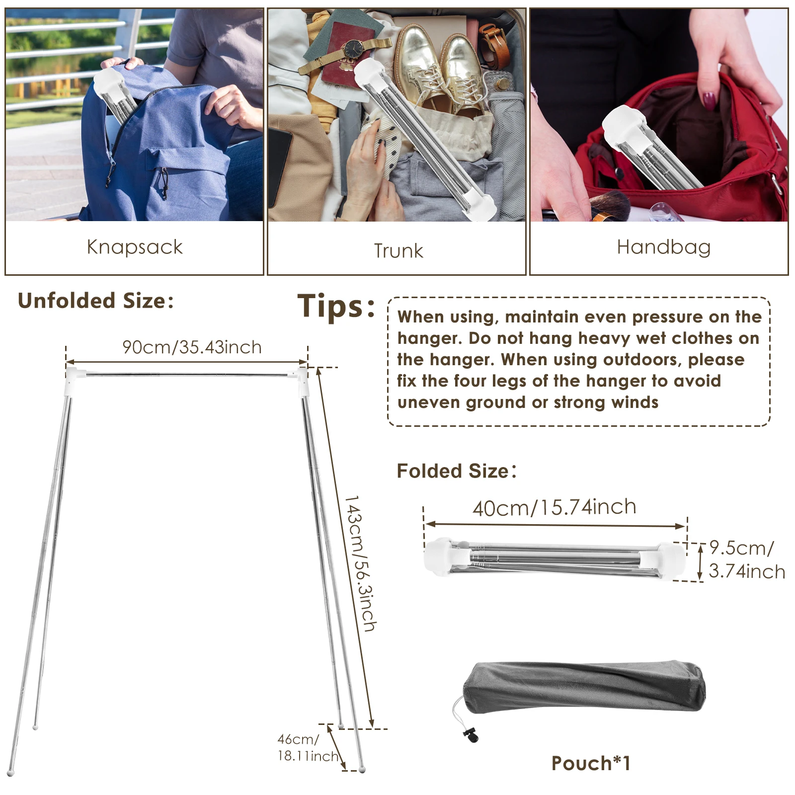 1pc Mini grucce portatili per vesti da viaggio pieghevole telescopico stendibiancheria salva spazio guardaroba organizzatore per vesti  15