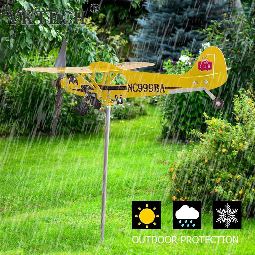 3D Plane Garden Weather Vane Plug for Outdoor Garden, garden art decor,windmill toys,garden windmill