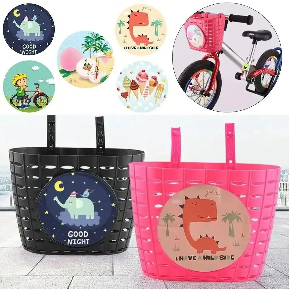 Bicycle Basket Children Front Storage Scooter Handlebar Carrier Holders Bags Cartoon Cycling Scooter Sticker