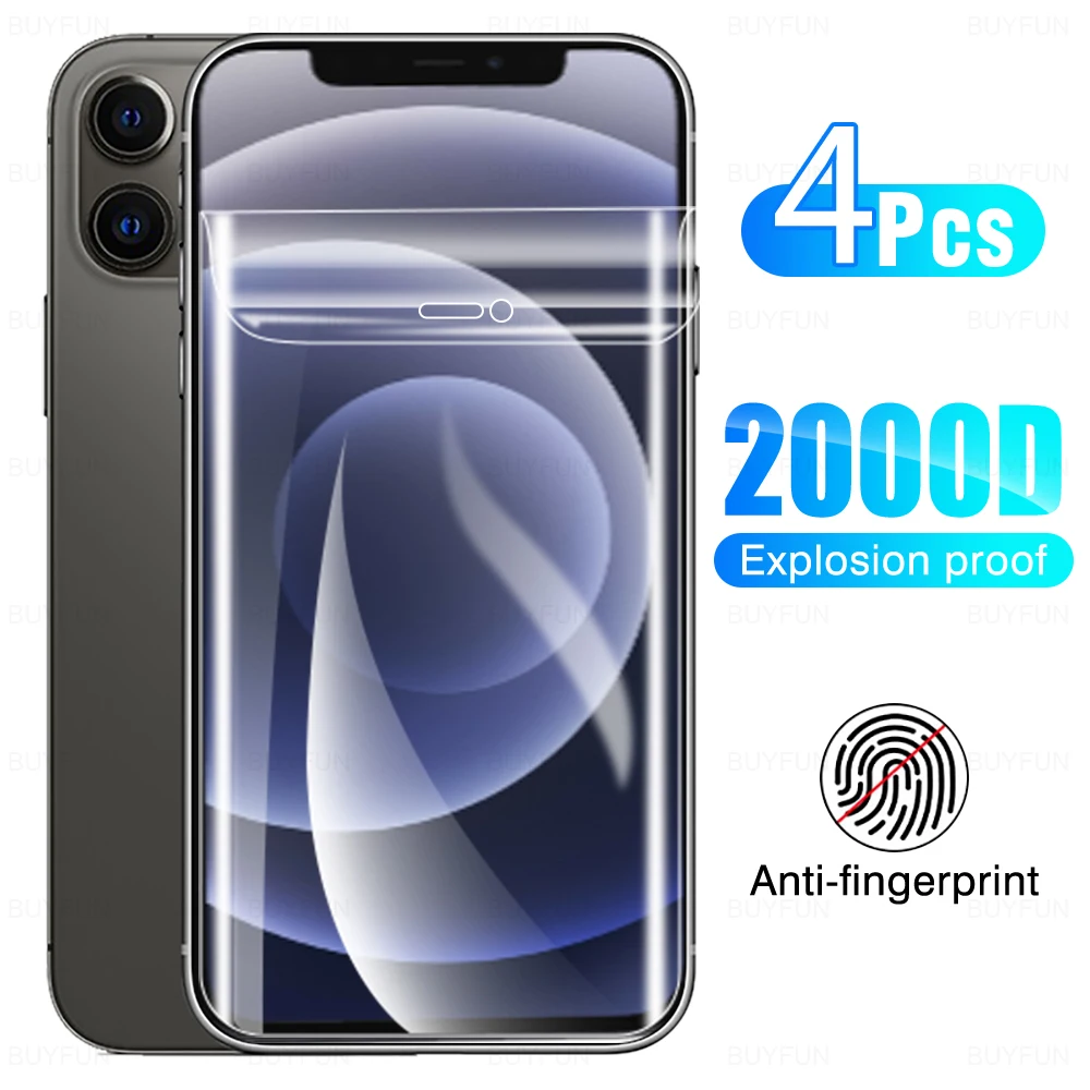 4 Pezzi Pellicole Idrogel Per Iphone 12 Mini 12 12 Pro Max 13 Pro Max 13 Mini 11 Pro 6S 6 Plus Se 2020 Xs Xr Xs Max Soft Full Cover