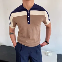 New Summer Cotton Polo Shirts Men Short Sleeve Polo Shirt Men Brand High Quality Business Casual Social Patchwork Shirt for Men