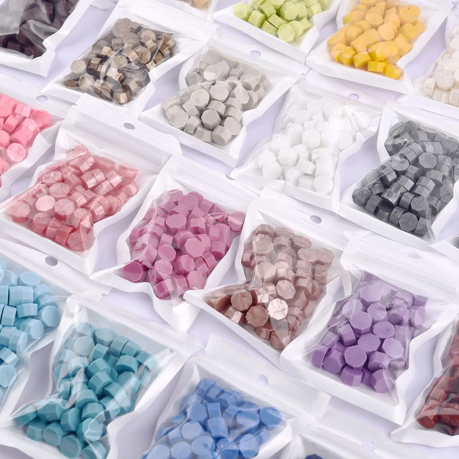 50Pcs Vintage Wax Seal Francobolli Retro Wax Print Beads Sealing Octagon Gold Diy Wedding Birthday Card Wax Lacca Decorazione