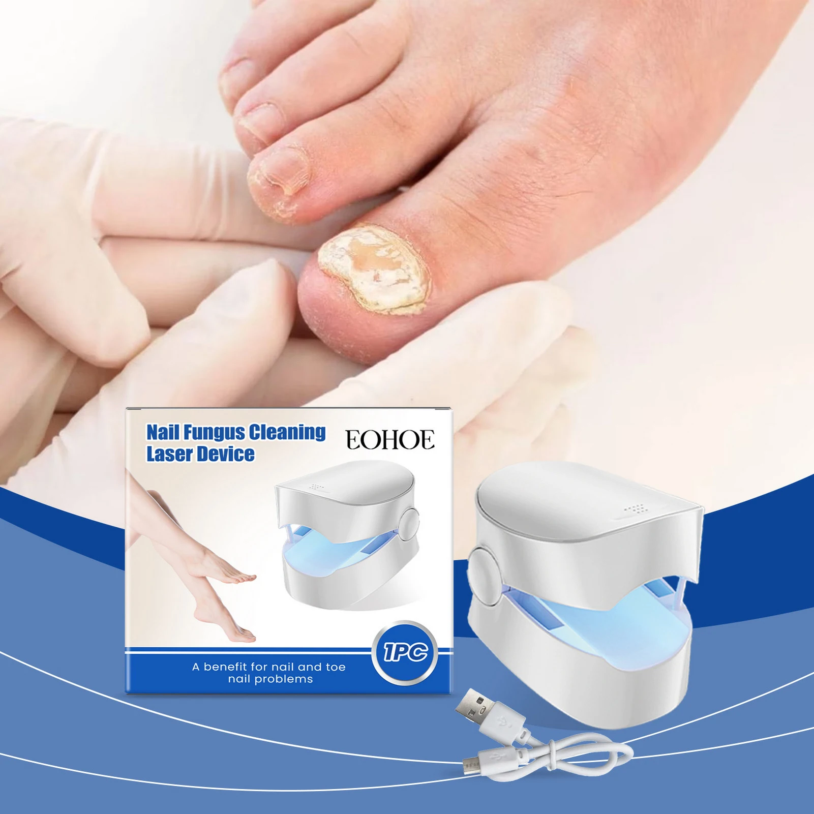 Foot Nail Fungus Remover Device Rechargeable Nail Fungus Cleaning Light Device Thick Toenails Fingernails