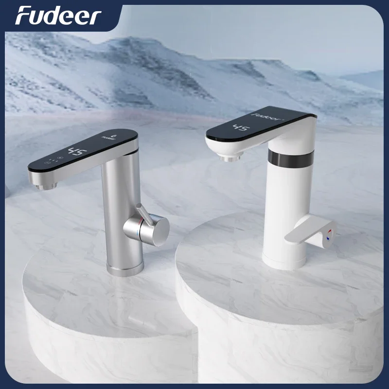 Fudeer ครัวไฟฟ้าเครื่องทําน้ําอุ่นแตะร้อนทันทีก๊อกน้ําสแตนเลสเครื่องทําความร้อน Tankless Mixer จอแสดงผลดิจิตอลก๊อกน้ํา 1