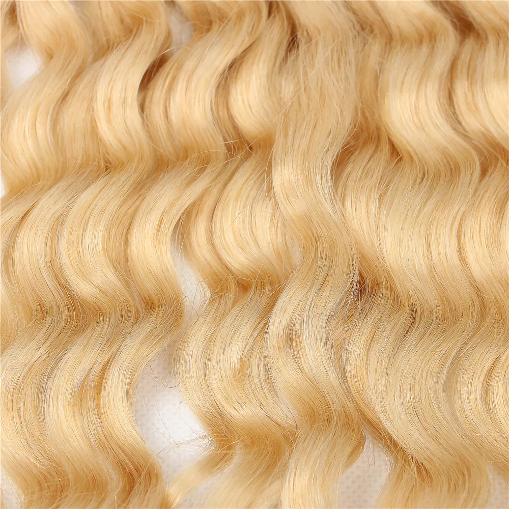 40 Inches 613 Honey Blonde Water Wave Long Curly Bundles Human Hair 150% Density Brazilian Remy Hair Extension For Black Women