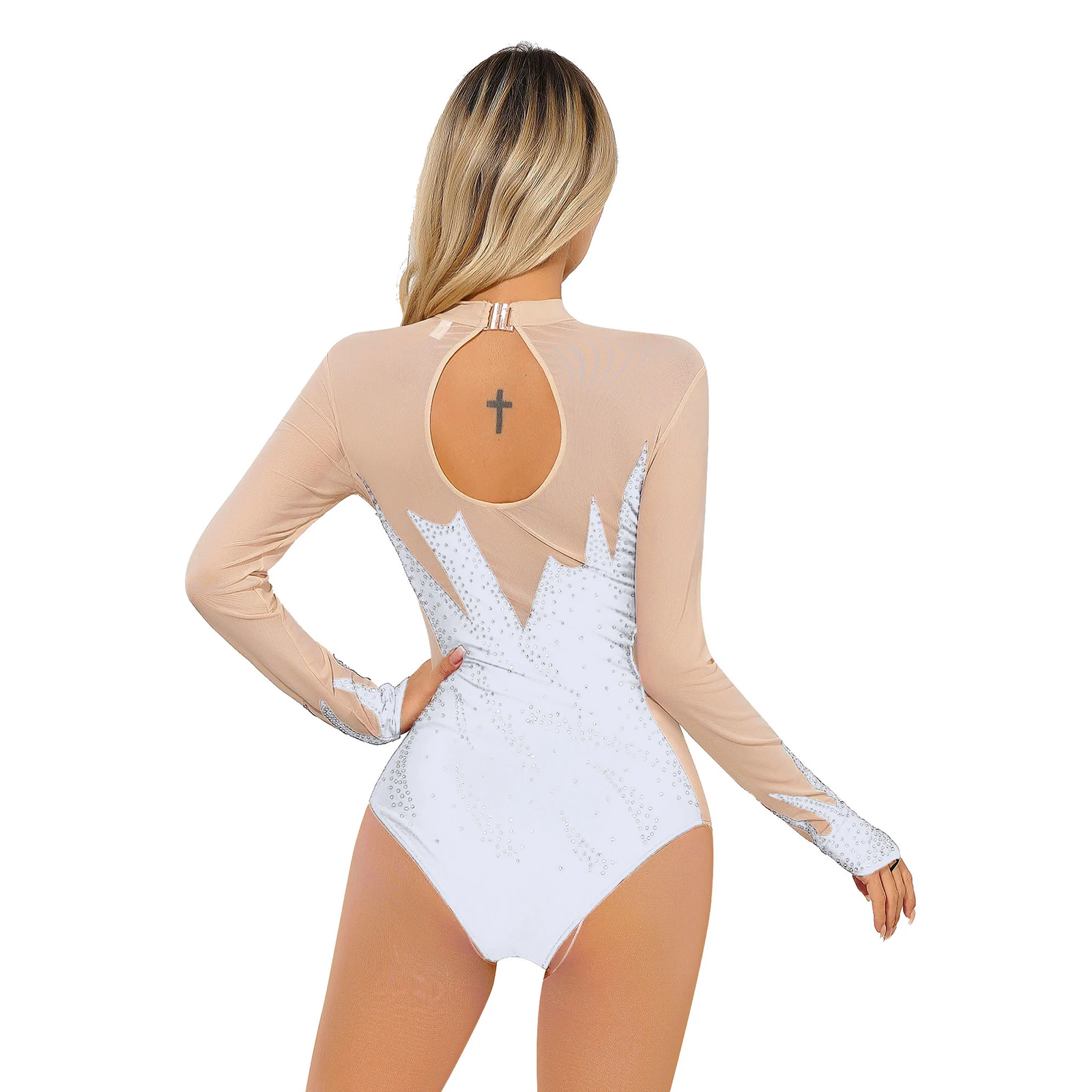 Body Danza Con Paillettes Senza Maniche - Per Balletto, Pattinaggio E Ballo Latino - Foto 7