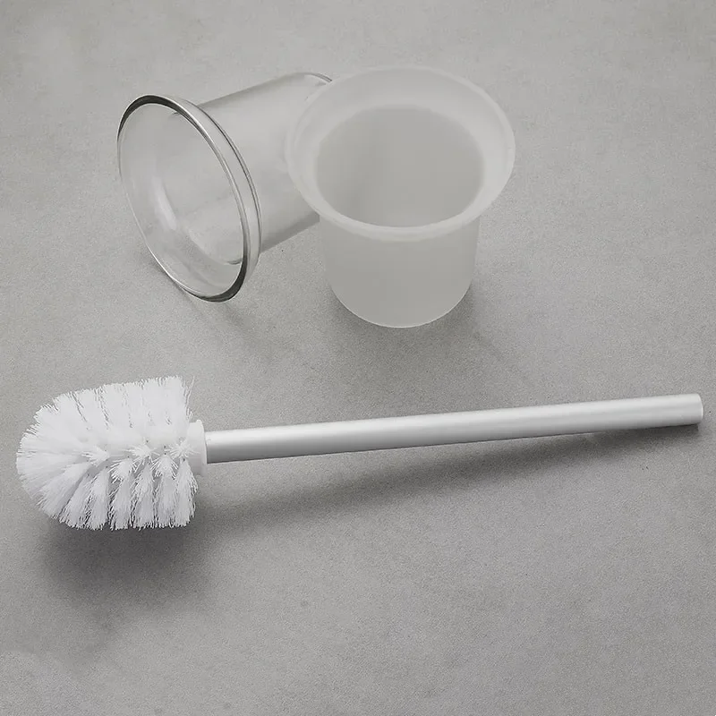 Toilet Set Accessories Stainless Steel Handle Toilet Brush Cup Universal Replacement Brush Head Bathroom Cleaning Tool