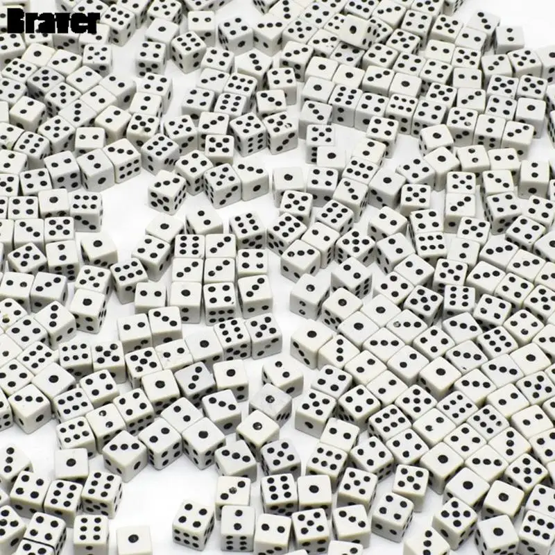 50 Pcs/Lot 8mm Plastic Gaming Dice Standard Six Sided Decider Party game dice,dice set,acrylic dice