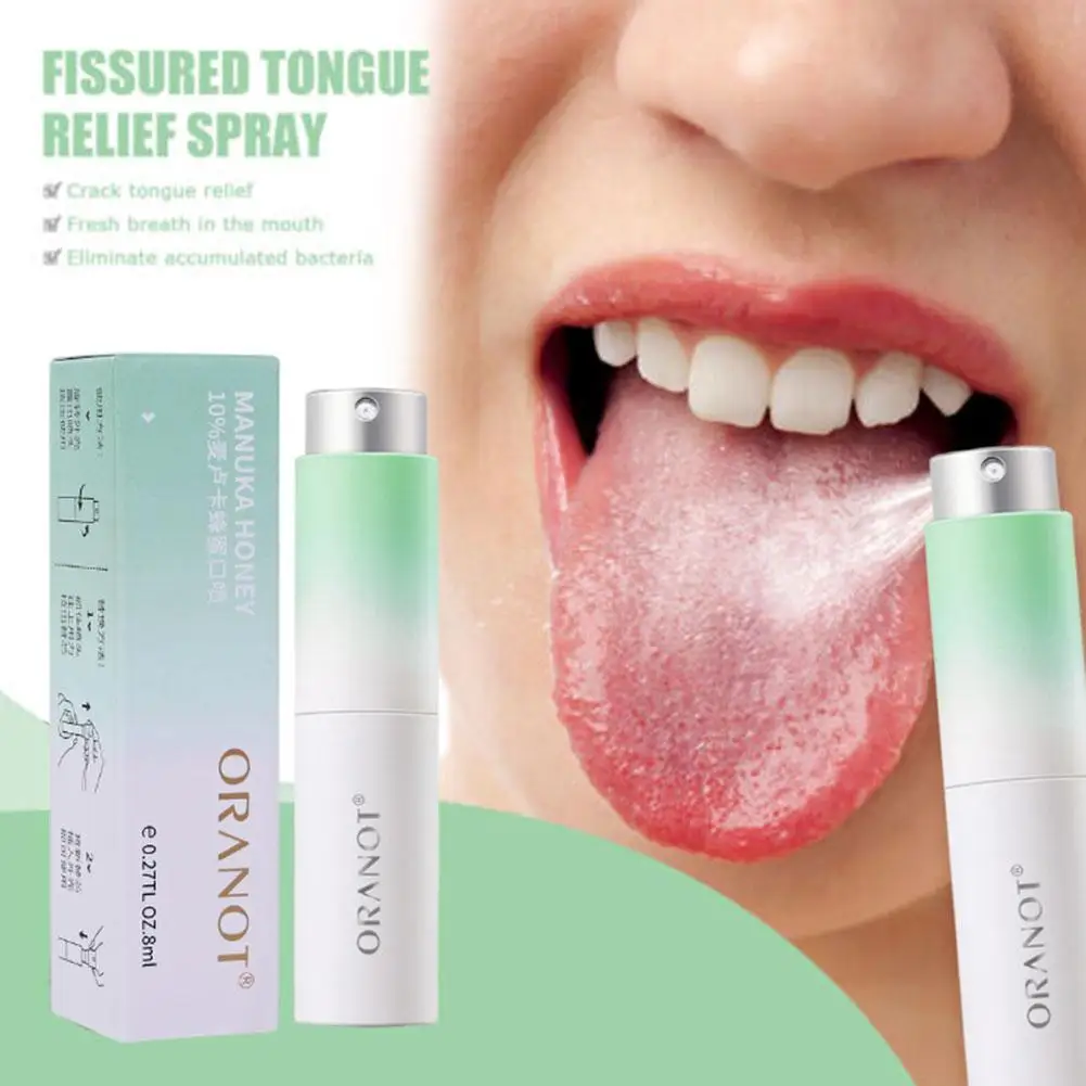 

8ml Fissured Tongue Relief Spray Breath Freshener Spray Oral Natural Health Regulates Flavor Mouth Health Care Mint Essence K8U6