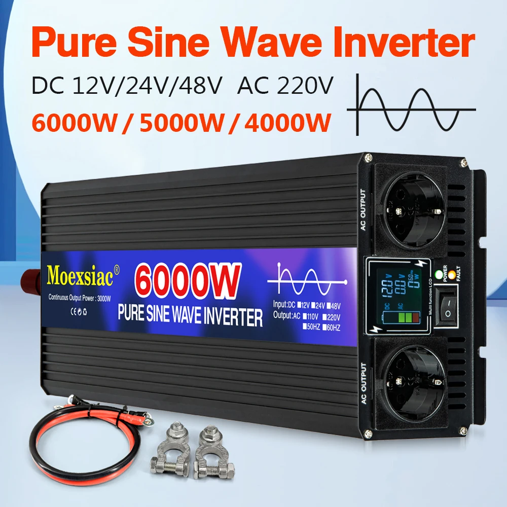 6000W 5000W 4000W pure sine wave inverter DC 12v 24V AC 220V 50HZ/60Hz ...