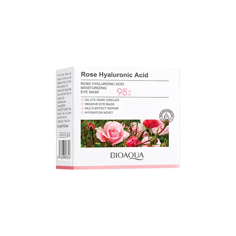 BIOAOUA Moisturizing Rose Hyaluronic Acid Hydrating Eye Mask Collagen Eye Patches Removal Black Bag Anti-aging Improve Dry collagen eye mask eye mask patch