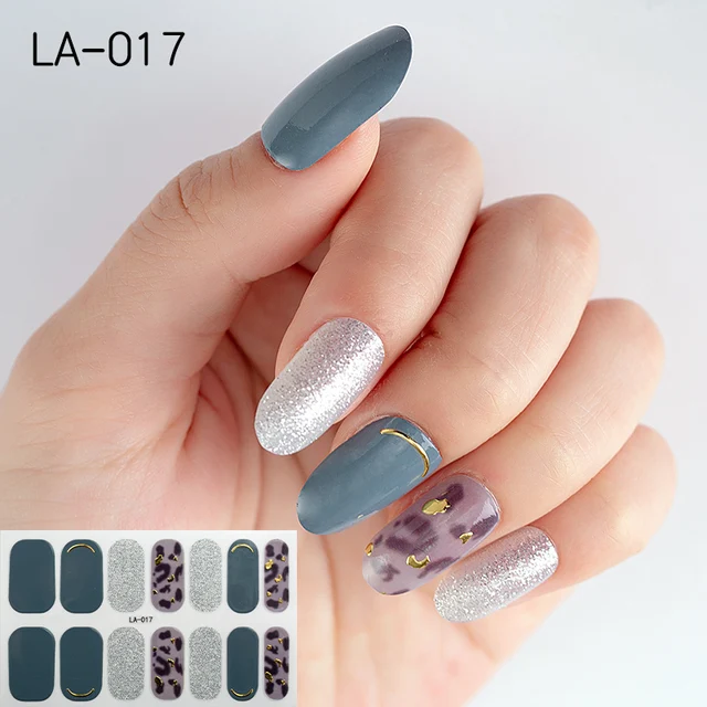 22tips Korea Toe Nail Sticker Wraps Adhesive Decals Toenail Polish Strips DIY Pedicure Foot Decals Manicure Women LA-017(14Tips)