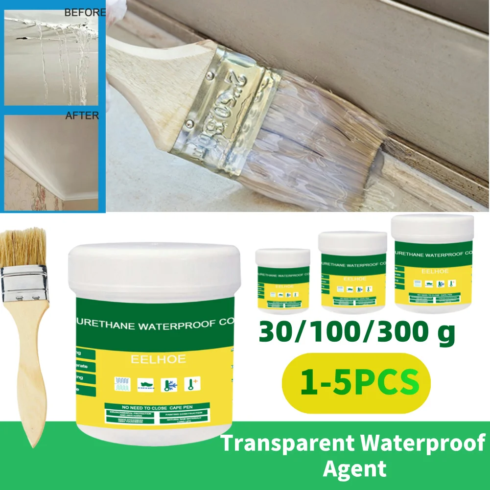 1-5PCS 30/100/300g Waterproof Coating Sealant Agent Transparent Invisible Paste Glue With Brush for Home for Roof Bathroom waterproof coating sealant
