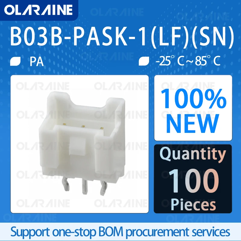 

100Pcs B03B-PASK-1(LF)(SN) Connectors, Interconnects Rectangular connectors Headers, male pins 3A 250V