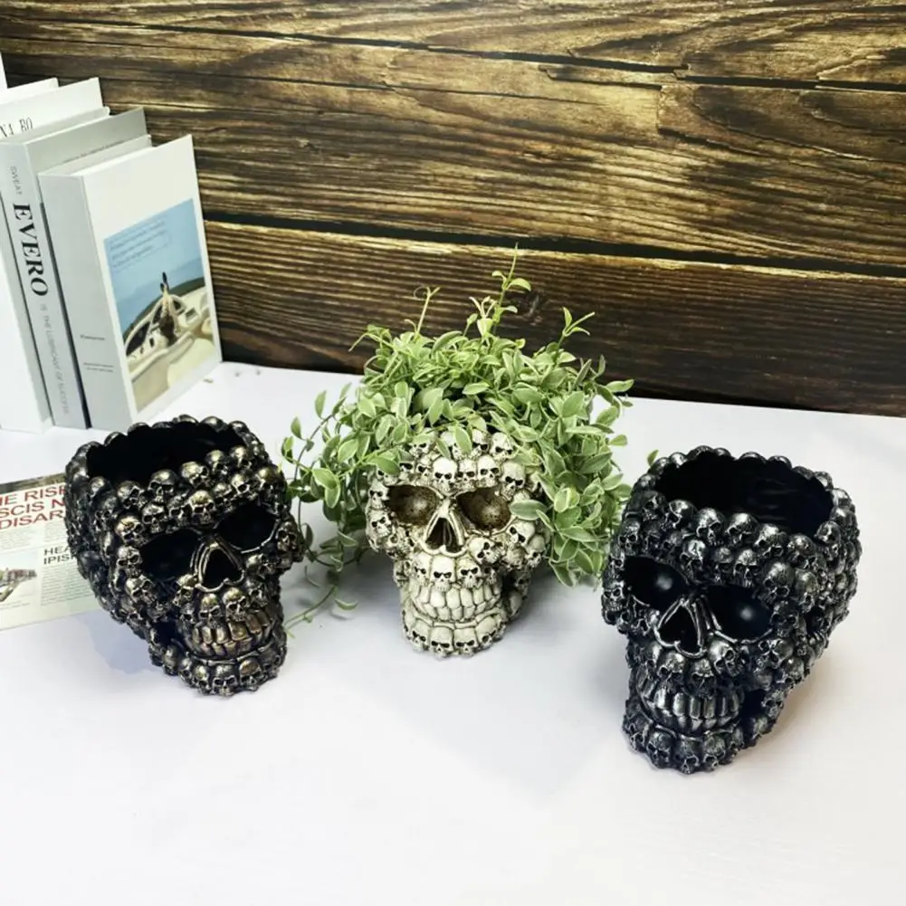 Resin Skull Planter Resin Flower Pot Resin 3d Skull Head Planter Pot for Indoor Outdoor Plants Halloween Home Decor Balcony 2