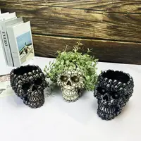 Resin Skull Planter Resin Flower Pot Resin 3d Skull Head Planter Pot for Indoor Outdoor Plants Halloween Home Decor Balcony 2