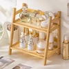 2 Layer Bamboo Wood Storage Rack for Kitchen Spice Caddy Shelf Desktop Cabinet Organizer Display Rack Coffee Bar Counter Shelf 4