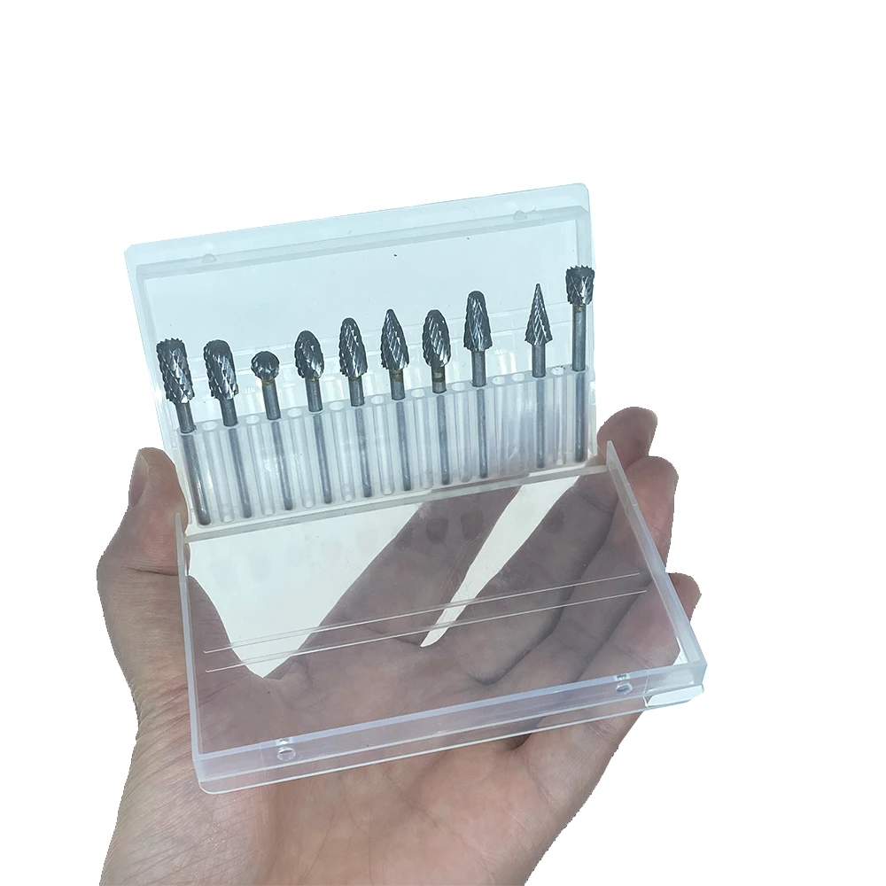 3mm Shank 6mm Coarse Teeth Tungsten Carbide Rotary File Burr Grinding Wood Aluminum Milling Cutter 10PCS Woodworking Tools milling cutter tools