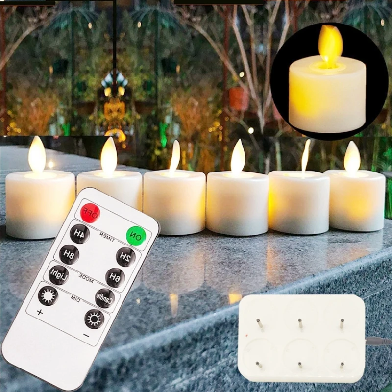 

6Pcs LED Candle Lamp Rechargeable Creative Flickering Simulation Flame Candle Night Light Tea Light for Party Home Decoration