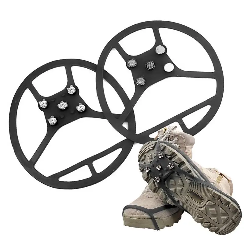 

Strong Grip 5 Studs Anti-Skid Snow Ice Climbing Spikes Ice Grips Cleats Crampons Winter Climbing Anti Slip Shoes Cover Ice