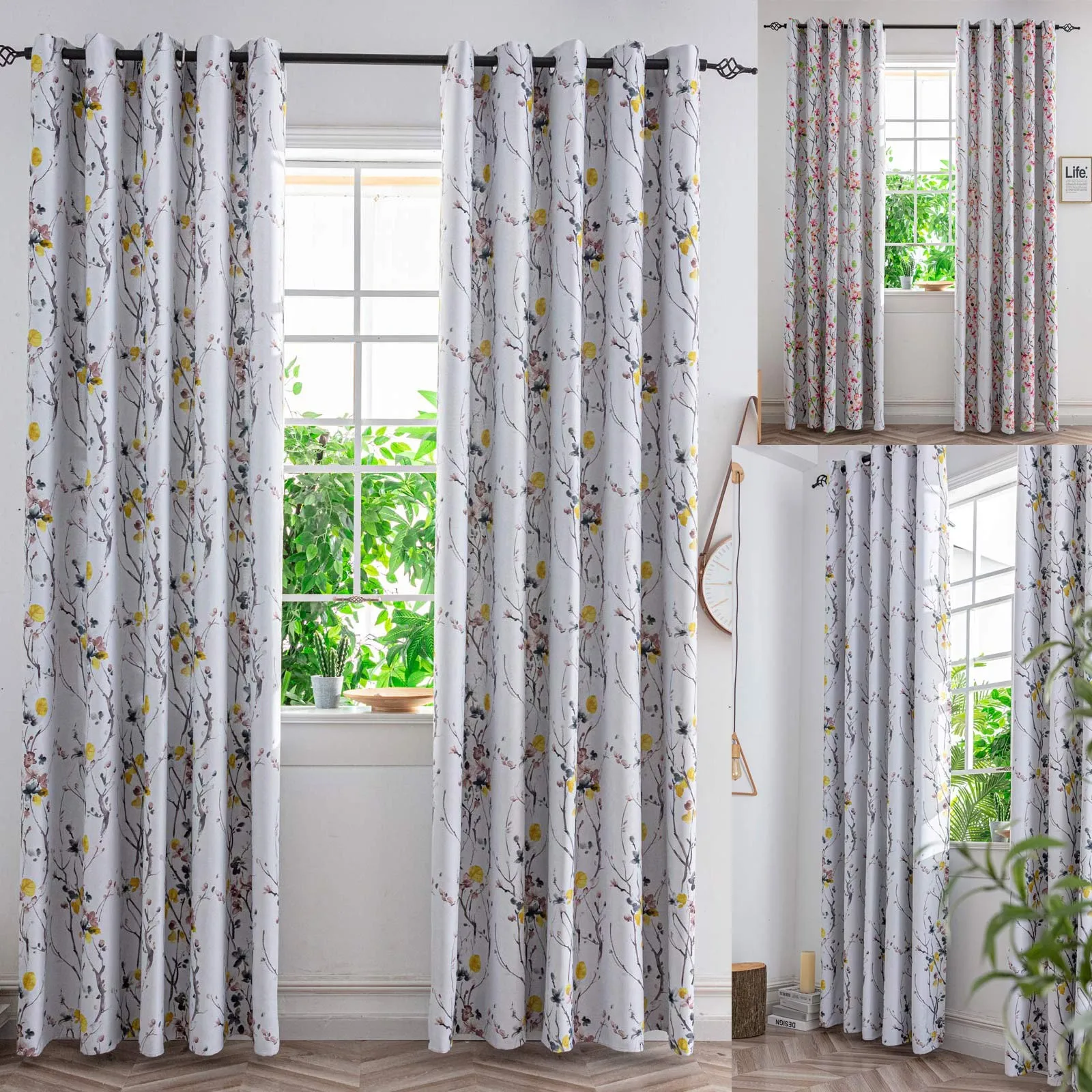 2022 New Embossed White Jacquard Beige Leaf Stereo Curtain Living Room Bedroom Screen Window Scarf Curtain Print
