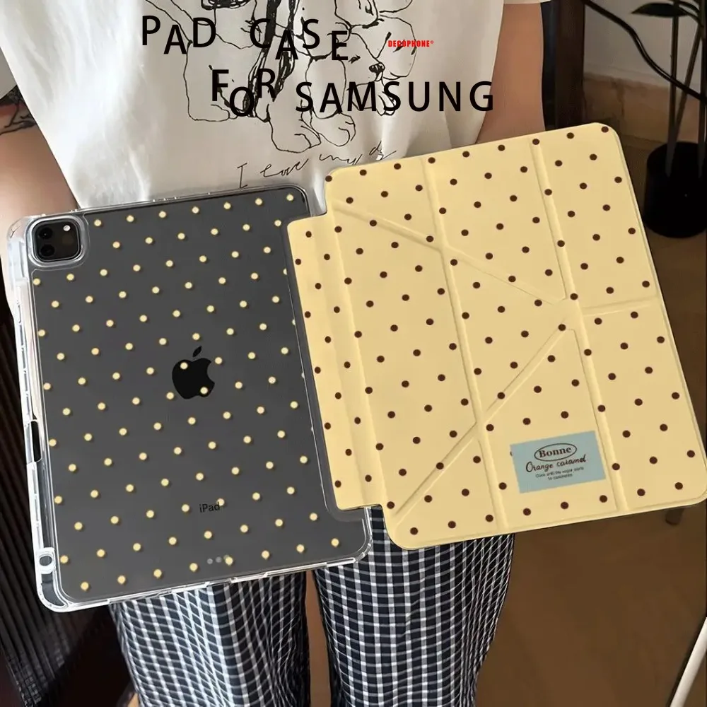 Black Yellow Polka Dots 3+Y-Fold Tablet Case