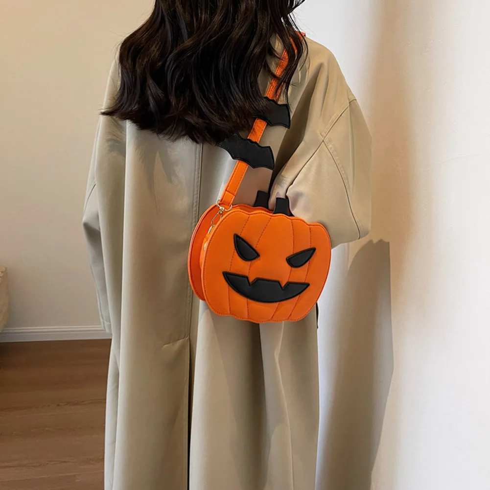 Pumpkin Crossbody Bag for Women Shoulder Bag Female Halloween Bag PU Leather Halloween Handbag Purse Gift Demon Messenger Bag