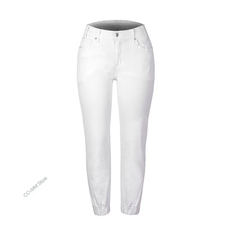 CCMM 2022 Spring Women Jeans Solid Fashion Streetwear Cotton Elastic Waist Stretch Causal With Pockets New Denim Pants