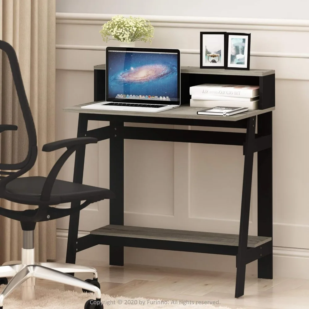 

Furinno Simplistic A Frame Computer Desk, Black/French Oak Grey