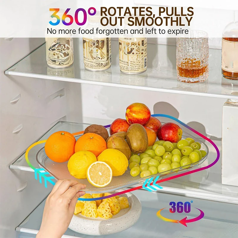 360&deg; Rotating Tray Lazy Susan Fridge Organizer Turntable Storage Tray Clear Food Storage Organizer Spice Rack Kitchen spice rack,storage tray,kitchen tray,bamboo organizer tray,jewelry storage tray,rotating storage organizer,drink tray