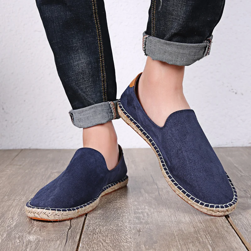 Retro Espadrilles Shoes Women Patchwork Slip on Men Loafers Breathable Flat Casual Canvas Shoes Jute Wrapped Shoes Driving 2