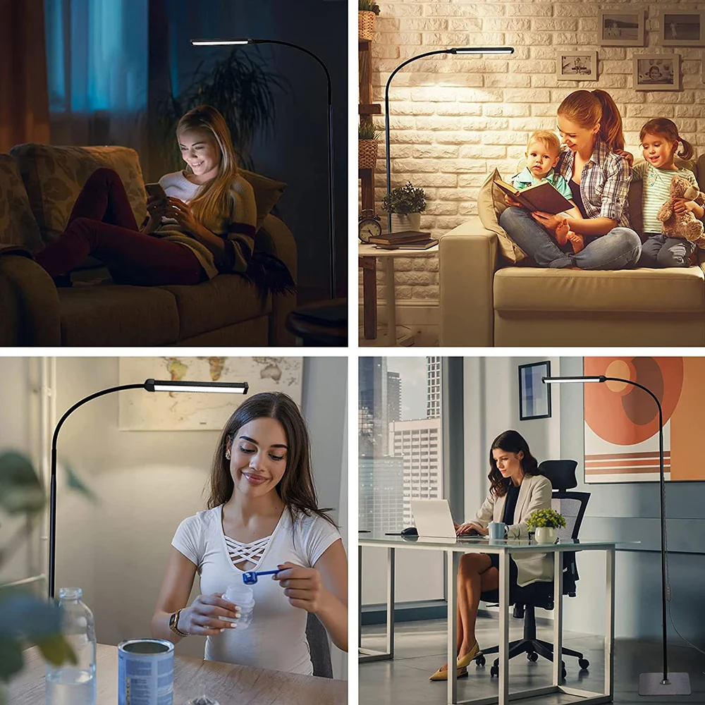 Ajustável LED Floor Lamp para sala de estar, em pé luz de leitura, Gooseneck Stand, luz interior regulável, quarto e decoração do escritório