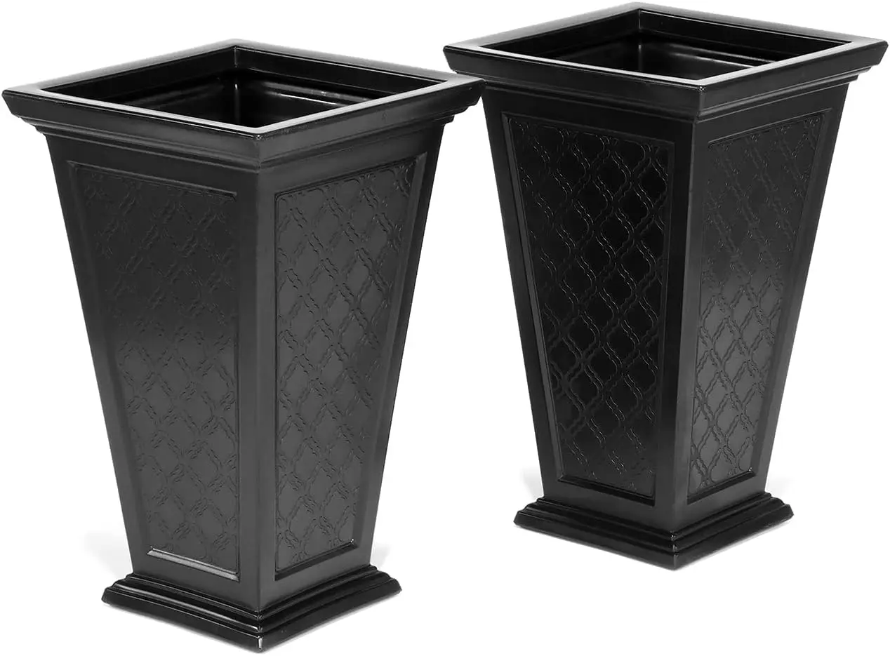 

Outdoor Planter (2 Pack), Black G moss Cloth plant pot Hydroponics tower system Metal plant Planter saucer Planting pots plasti