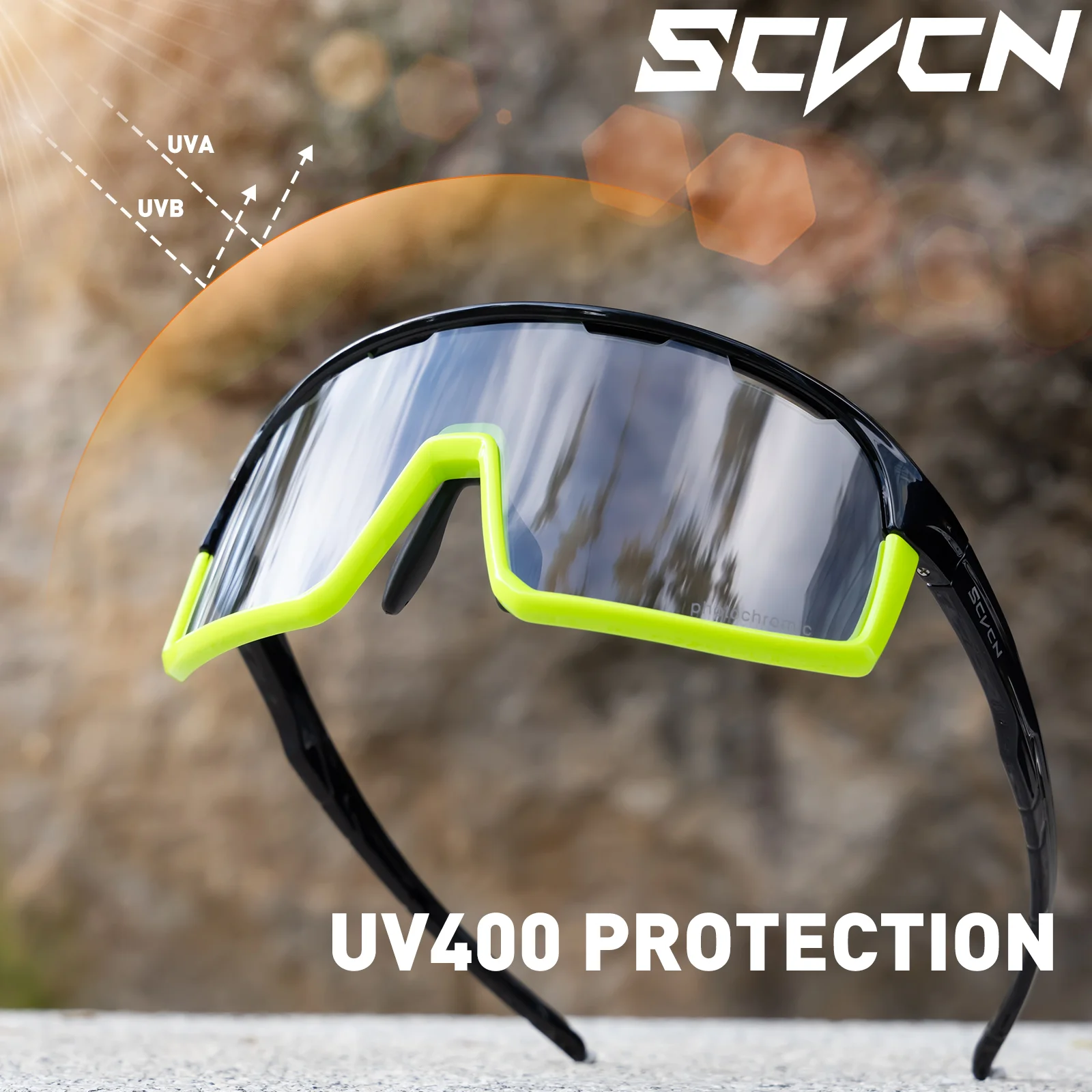 SCVCN Photochromic Cycling Sunglasses Men UV400 Eyewear Sports MTB Outdoor Goggles Bicycle UV400 Women Cycling Glasses