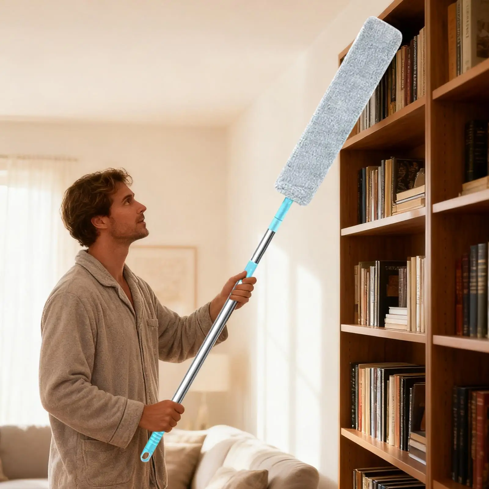 Retractable Gap Dust Cleaner Under Appliance Microfiber Duster Dust Brush with Extension Pole Cleaning Duster for Bed