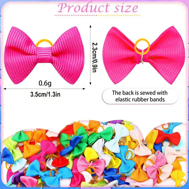 100Pcs Puppy Bow Handmade Movable Pet Dog Grooming Hair Accessories Dog Bows With Rubber Band For Small Dog Cat Pet Products 5