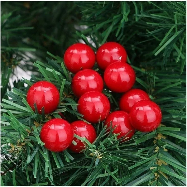 1000/50x Mini Artificial Berries Red Fake Berry Cherry Stamen for Christmas DIY Floral Wreath Ornament New Year Party Home Decor 2
